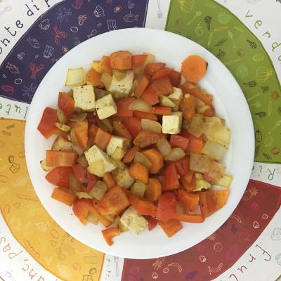 Tofu natural salteado con verduras