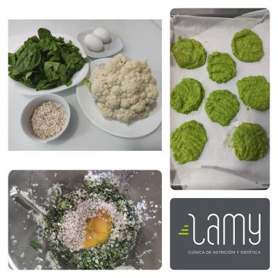 Tortitas de espinacas y coliflor